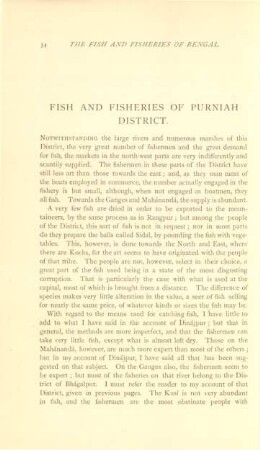 Fish and fisheries of Purniah District