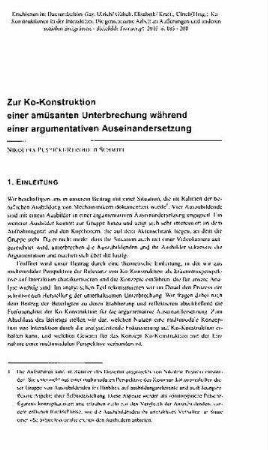 Zur Ko-Konstruktion einer amüsanten Unterbrechung während einer argumentativen Auseinandersetzung