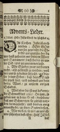 Advents-Lieder. - Weynachts-Lieder.