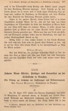 327-341 Johann Adam Gärtler, Prediger und Kanonikus an der Stiftskirche in Bruchsal : Fortsetzung