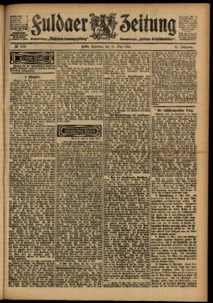 Erste Ausgabe vom Samstag, den 21. Mai 1904.