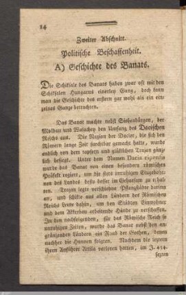 Zweiter Abschnitt. Politische Beschaffenheit.