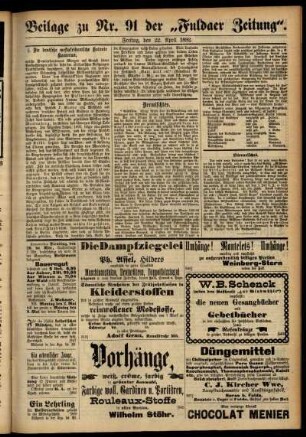 Zweite Ausgabe vom Freitag, den 22. April 1892.