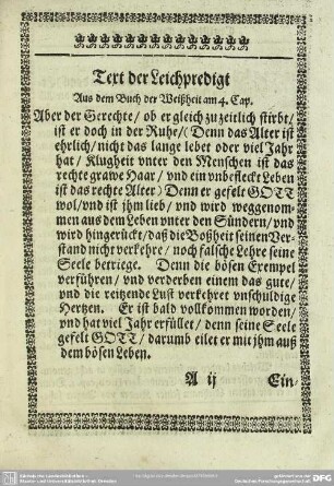 Leichenpredigt : Christliche Leichpredigt. Text der Leichpredigt. Eingang. Erklärung. Beschluß