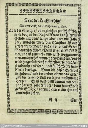 Leichenpredigt : Christliche Leichpredigt. Text der Leichpredigt. Eingang. Erklärung. Beschluß
