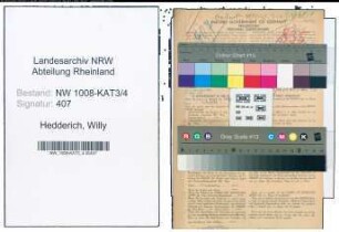 Entnazifizierung Willy Hedderich , geb. 29.04.1911 (Sparkassenangestellter)