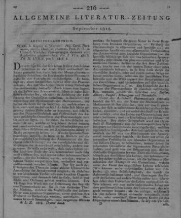 Hartmann, P. K.: Pharmacologia dynamica usui academico accommodata. Vol. 1-2. Wien: Kupffer & Wimmer 1816