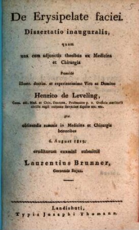 De erysipelate faciei : Diss. inaug.