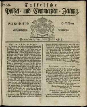 Nr. 58, Sonnabend, den 22sten Julii 1815