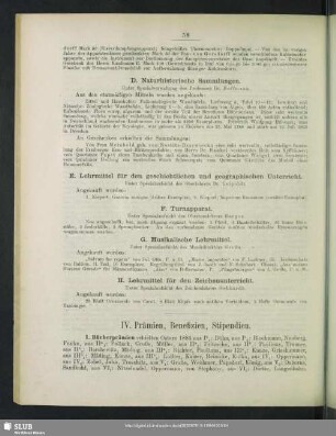 IV. Prämien, Benefizien, Stipendien