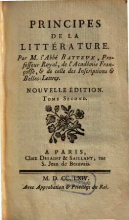 Principes de la littérature, 2