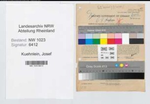 Entnazifizierung Josef Kuehnlein , geb. 05.09.1897 (Werkzeugschlosser)