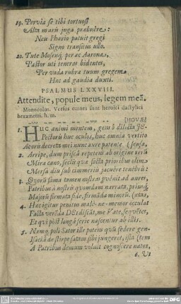Psalmus LXXVIII. Attendite, popule meus, legem meã