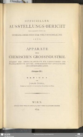 Gruppe 3: Apparate der chemischen Grossindustrie : Bericht