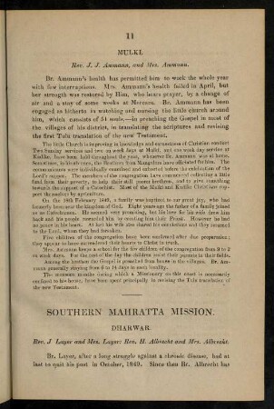 11-15, Southern Mahratta mission