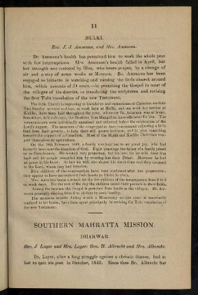 11-15, Southern Mahratta mission