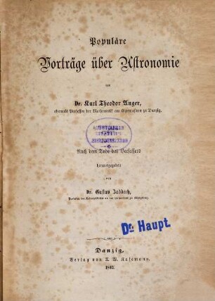 Populäre Vorträge über Astronomie