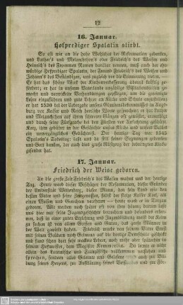 17. Januar. Friedrich der Weise geboren