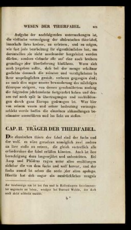 Cap. II. Träger Der Thierfabel.