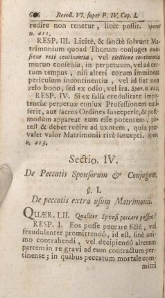 Sectio IV. De Peccatis Sponsorum & Conjugum.