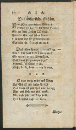 Das äußerliche Ansehn