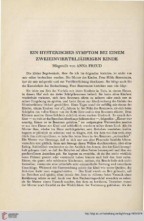 9: Ein hysterisches Symptom bei einem zweieinvierteljährigen Kinde