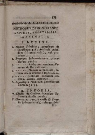 Methodus Demonstrandi Lapides, Vegetabilia aut Animalia.