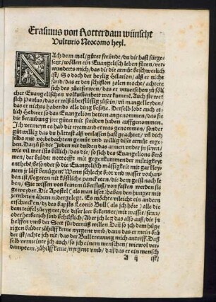 Erasmus von Rotterdam wünscht Vulturio Neocomo heyl.