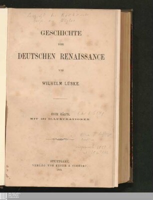 Erste Hälfte: Geschichte der deutschen Renaissance