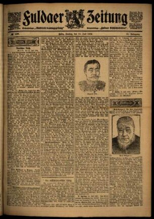 Erste Ausgabe vom Freitag, den 15. Juli 1904.