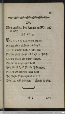 XV. Wen dürstet, der komme zu Mir und trinke! Joh. VII. 37