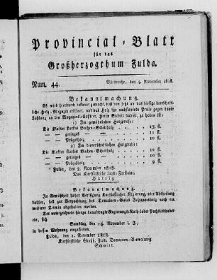 Num. 44, Ausgabe vom 4. November 1818