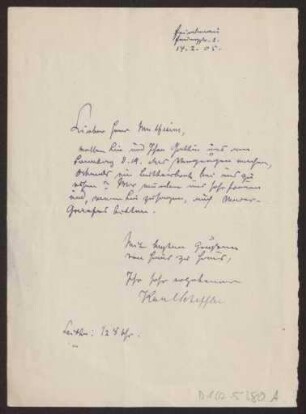 Schreiben an Hermann Muthesius (Brief)