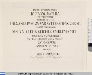 Ioannis Gvilielmi Bavin Iconographia, Erster Teil, Titelblatt