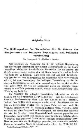 129-136, Die Stellungnahme der Kommission für die Reform des Strafprozesses zur bedingten Begnadigung und bedingten Verurteilung