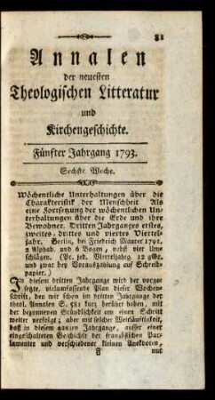 Sechste Woche