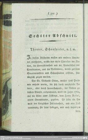 Sechster Abschnitt. Theater, Schauspieler, u. s. w.