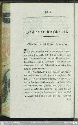 Sechster Abschnitt. Theater, Schauspieler, u. s. w.