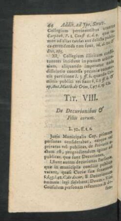 Tit. VIII. De Decurionibus & Filiis eorum