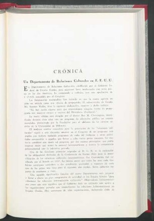 Un Departamento de Relaciones Culturales en E.E.U.U.
