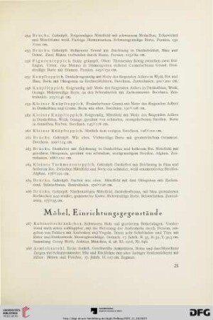 Möbel, Einrichtungsgegenstände (Nr.267-330)
