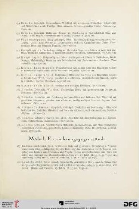 Möbel, Einrichtungsgegenstände (Nr.267-330)