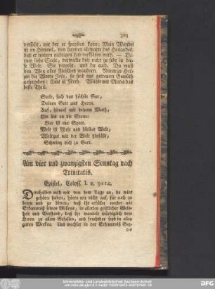 Am vier und zwanzigsten Sonntag nach Trinitatis. Epistel, Coloss. I. v. 9 - 14.