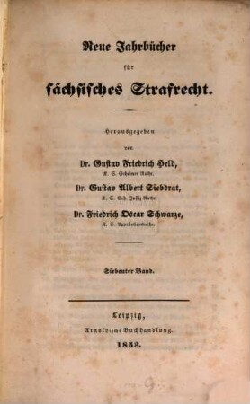 Neue Jahrbücher für sächsisches Strafrecht. 7. 1853