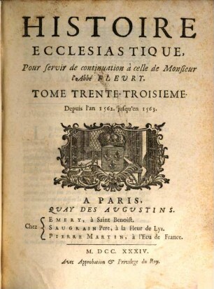 Histoire Ecclesiastique. 33, Depuis l'an 1562. jusqu'en 1563