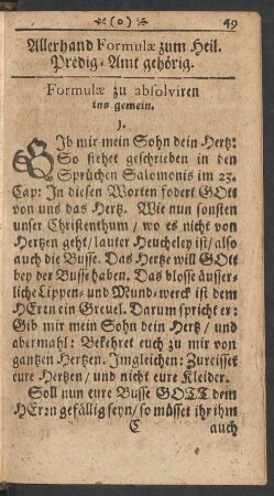Allerhand Formulae zum Heil. Predig-Amt gehörig