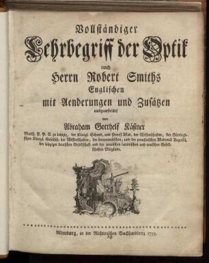 Vollständiger Lehrbegriff der Optik