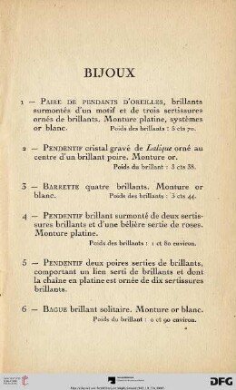 Bijoux (Nr. 1-38)