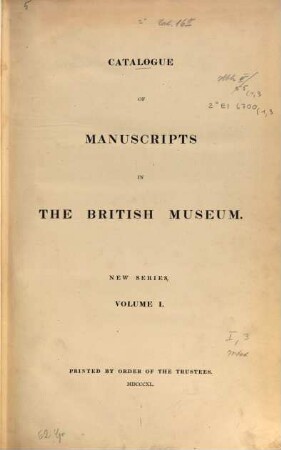 Catalogue of manuscripts in the British Museum, 1,3. Index to the Arundel and Burney manuscripts
