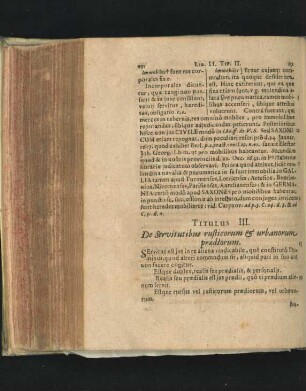 Titulus III. De Servitutibus rusticorum & urbanorum praeditorum.